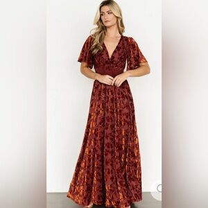 Baltic Born Burgundy Floral Midi Dress